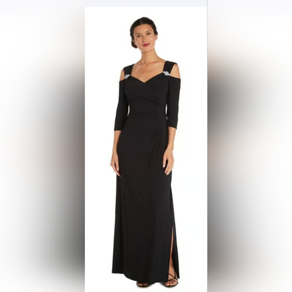 R & M Richards Classic Black Long Sleeve Dress SiZe 14